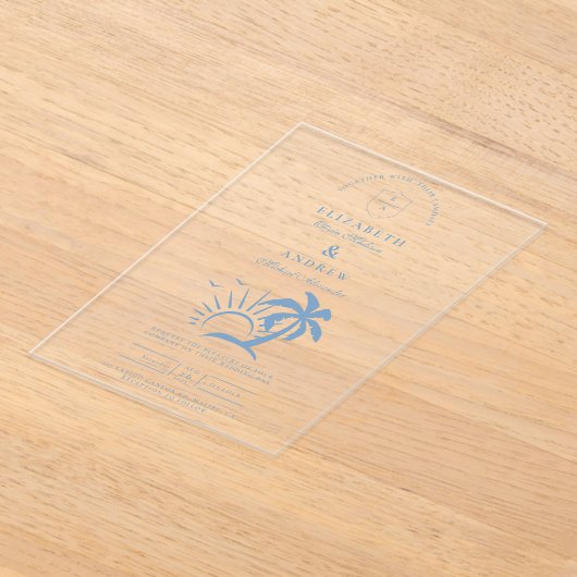 Palmenbaumhochzeit in der Hand Acryleinladungen (Ablage )