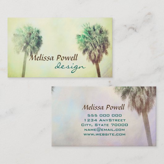 Palmenbaumkunst Visitenkarte (Vorne/Hinten)