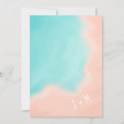 Palmenbaumpfeil blau tropisch Save the Date (Rückseite)