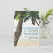 Palmenbaumspitzinitialen Hochzeitseinladungen Einladung (Stehend Vorderseite)