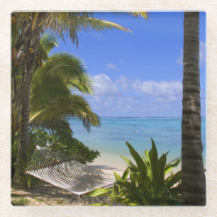 Palmenbestandene Strand Cook Islands 2 Glasuntersetzer