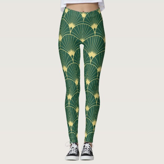 Palmenblatt: Art Deko Muster. Leggings (Vorderseite)
