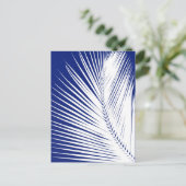 Palmenblatt - blau und weiß postkarte (Stehend Vorderseite)