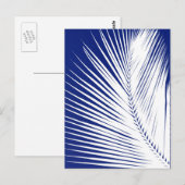Palmenblatt - blau und weiß postkarte (Vorne/Hinten)