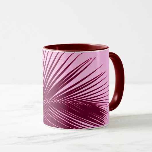 Palmenblatt - bordeauxrot und rosa tasse (VorderseiteRechts)