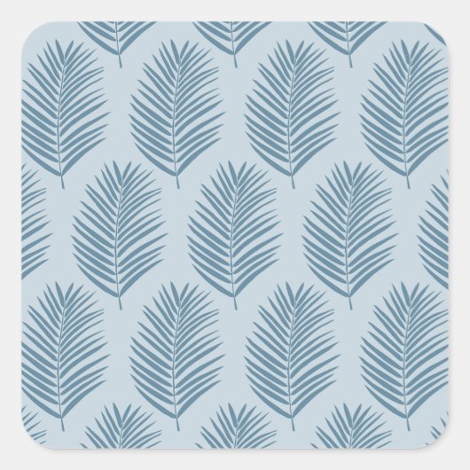 Palmenblatt Hellblau Quadratischer Aufkleber (Vorderseite)