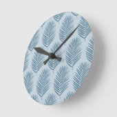 Palmenblatt Hellblau Runde Wanduhr (Winkel)