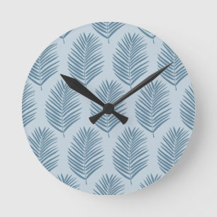Palmenblatt Hellblau Runde Wanduhr