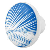 Palmenblatt - weiß auf Kobaltblau Keramikknauf (Rechts)