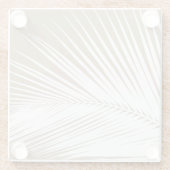 Palmenblatt - weiß auf Taubtan Glasuntersetzer (Rückseite)