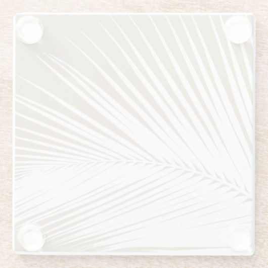 Palmenblatt - weiß auf Taubtan Glasuntersetzer (Rückseite)