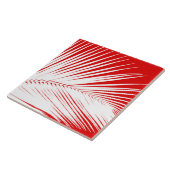 Palmenblatt - weiß und dunkel Korallenrot Fliese (Seite)