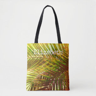 Palmenblattdesign mit personalisierter tropischer  tasche