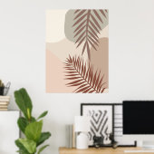 Palmenblätter, Boho abstrakte geometrische Kunst Poster (Heimbüro)