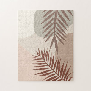 Palmenblätter, Boho abstrakte geometrische Kunst Puzzle