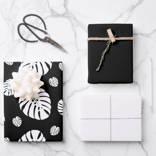 Palmenblätter-Muster-Wrap-Papier-Flachblätter Geschenkpapier Set (Vorderseite)