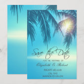 Palmenblätter Strand Blau Termin merken Save The Date (Vorne/Hinten)