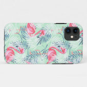 Palmenblätter und Flamingos Case-Mate iPhone Hülle (Rückseite (Horizontal))