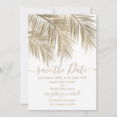 Palmenblätterblättern, tropisch weiß Save the Date (Vorderseite)