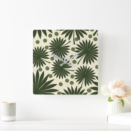 Palmenblättriger Palmenblättriger Palast Quadratische Wanduhr (Zuhause)