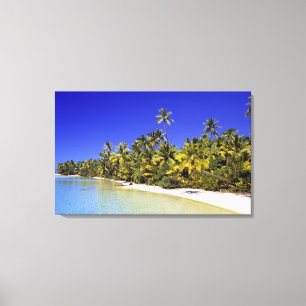 Palmengesäumter Strand Cook Inseln 3 Leinwanddruck