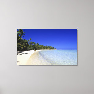 Palmengesäumter Strand Cook Inseln 5 Leinwanddruck