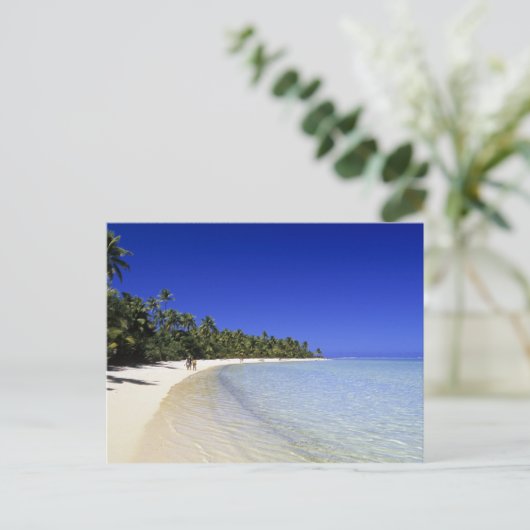 Palmengesäumter Strand Cook Inseln 8 Postkarte (Stehend Vorderseite)
