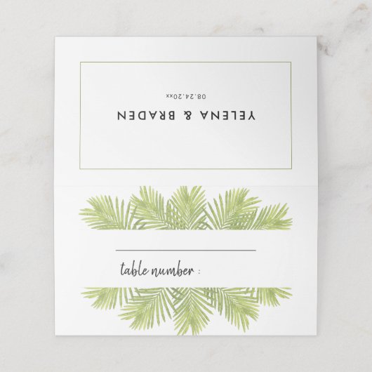 Palmenhochzeit Platzkarte (Außenseite Aufgefaltet)