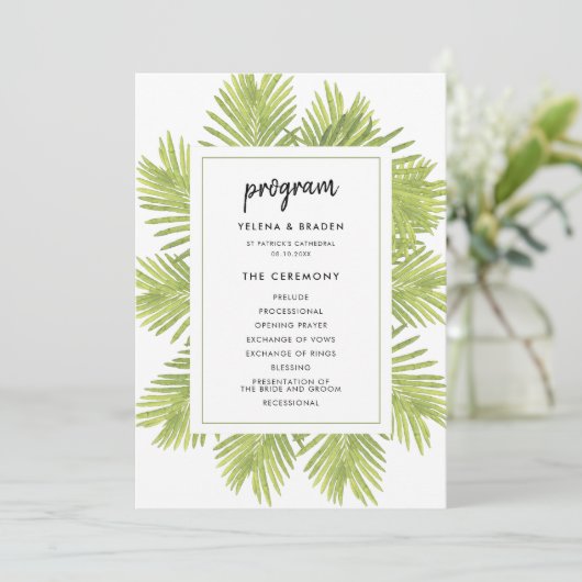 Palmenhochzeit Programm (Stehend Vorderseite)