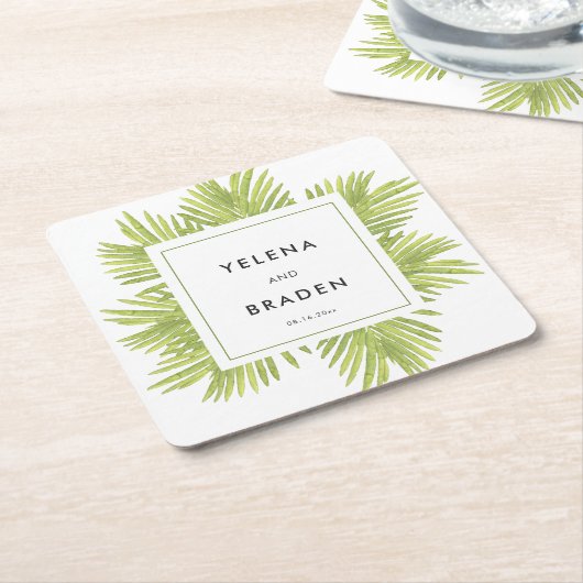 Palmenhochzeit Rechteckiger Pappuntersetzer (angewinkelt)
