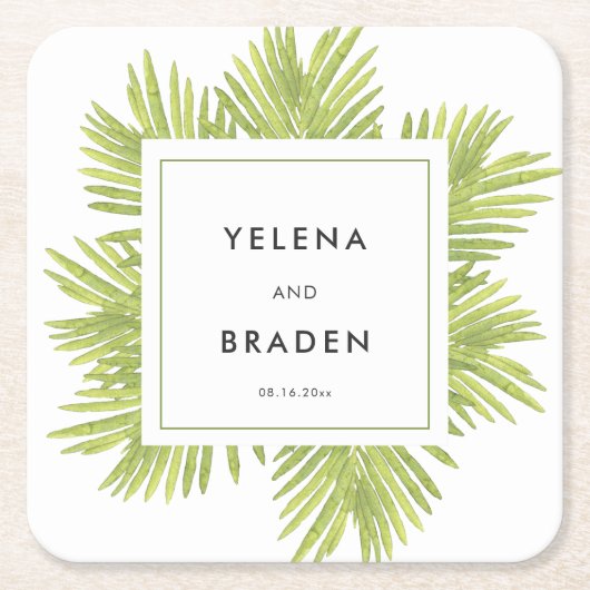 Palmenhochzeit Rechteckiger Pappuntersetzer (Vorderseite)
