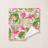 Palmenmonsterie des tropischen Hibiskus Badhandtuch Set (Waschlappen)