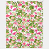 Palmenmonsterie des tropischen Hibiskus Fleecedecke (Vorderseite)