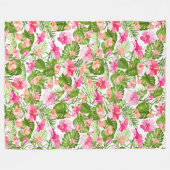 Palmenmonsterie des tropischen Hibiskus Fleecedecke (Vorderseite (Horizontal))