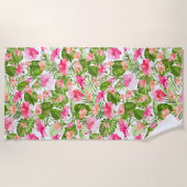 Palmenmonsterie des tropischen Hibiskus Strandtuch (Vorderseite)