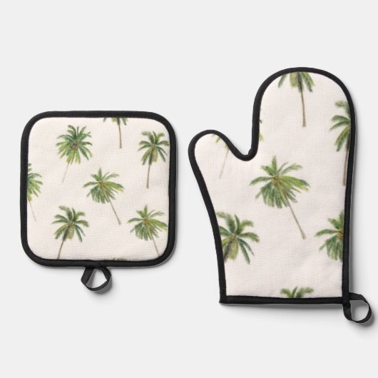 Palmenmuster Ofenhandschuh & Topflappen-Set (Vorderseite)