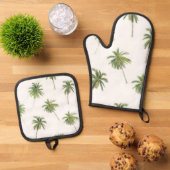 Palmenmuster Ofenhandschuh & Topflappen-Set (Oben Unten)