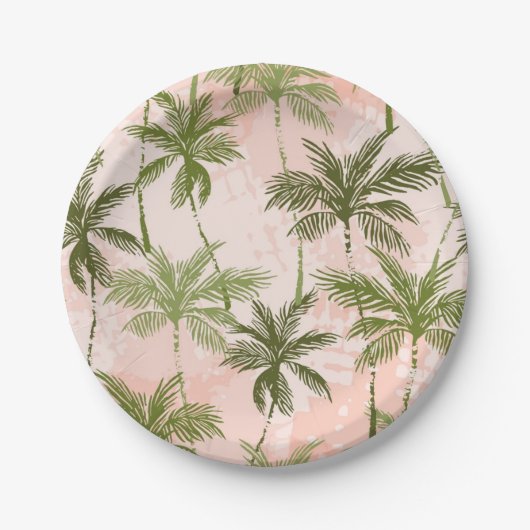 Palmenmuster Pappteller (Vorderseite)