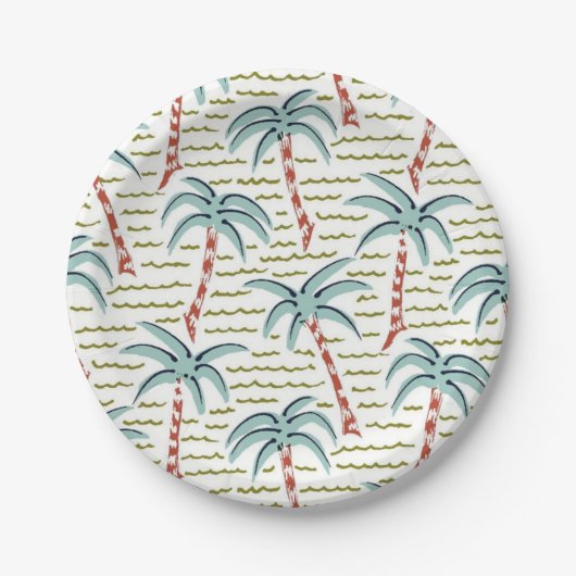 Palmenmuster Pappteller (Vorderseite)