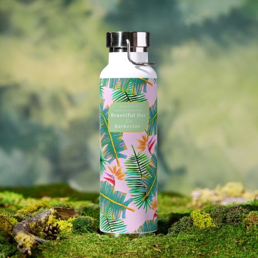 Palmenparadies Rosa Trinkflasche (Außenbereich (gedreht))