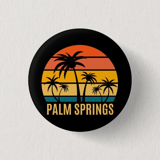 Palmensprings Sonnenuntergang und Palmen Strand Button (Vorderseite)