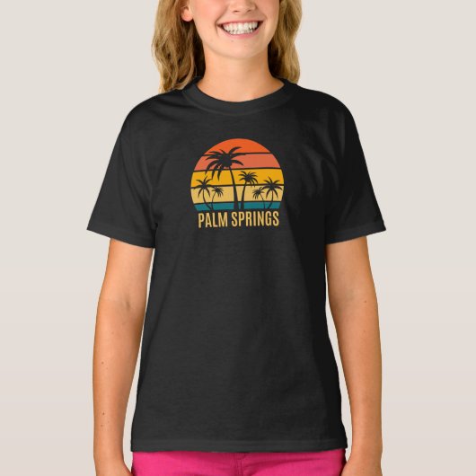 Palmensprings Sonnenuntergang und Palmen T - Shirt (Vorderseite)