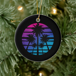Palmenstrand Hawaii Sommerferien Keramik Ornament