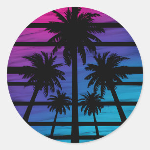 Palmenstrand Hawaiianischer Strand Sommerurlaub Runder Aufkleber