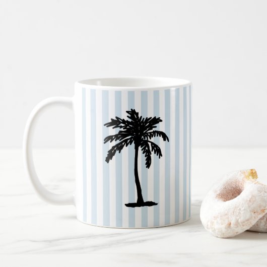 Palmenstrand-nautischer Streifen Kaffeetasse (Mit Donut)