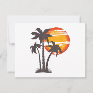 Palmenstrand Ozean Sommerferien Sonnenuntergang Pa Save The Date