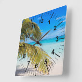 Palmenstrand-Themen-Wanduhr Quadratische Wanduhr (Winkel)