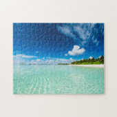 Palmenstrand Tiefblaue Himmelswasser Puzzle (Horizontal)