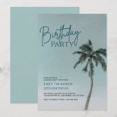 Palmenstrand Tropischer Geburtstagsparty Einladung (Vorne/Hinten)
