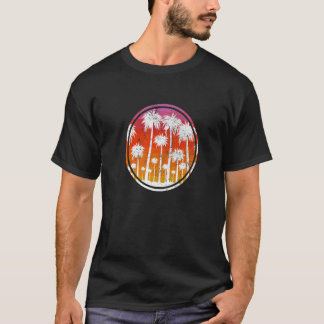 Palmenstrand Tropischer Strand Retro Vintage 70er T-Shirt